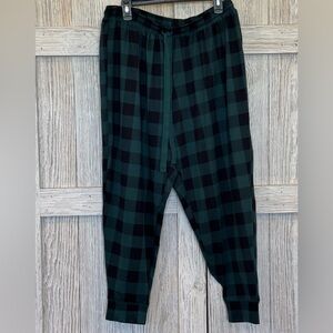 Jenni Womens Black and Green Plaid Jogger Lounge Pants sz 2XL